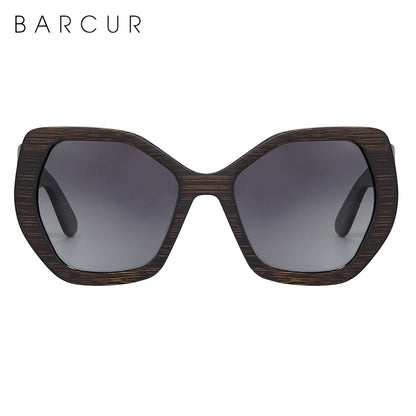 BARCUR Retro Women Butterfly Sun glass Polarized Sunglasses Bamboo Handmade Wood Eyewear Beach Wooden Glasses Oculos de sol