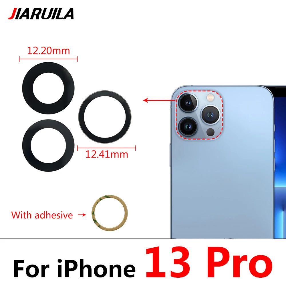 New Camera Glass Lens Back Rear Camera Glass Lens For iPhone 11 12 13 14 15 16 Pro Max Plus Mini With Sticker Adhesive