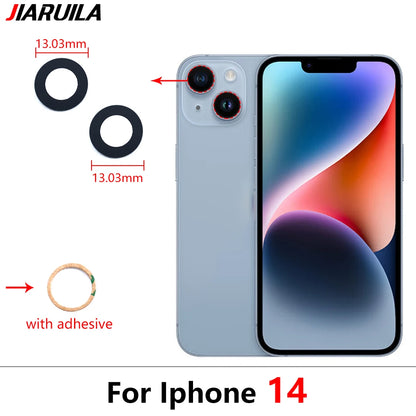 10Pcs/Lot,  For iPhone X XR XS 11 12 13 14 15 16 Pro Max Mini Plus Rear Back Camera Glass Lens With Ahesive