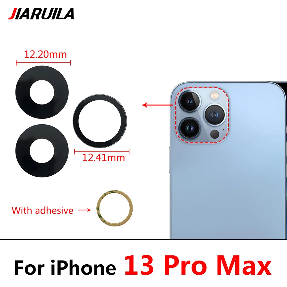 New Camera Glass Lens Back Rear Camera Glass Lens For iPhone 11 12 13 14 15 16 Pro Max Plus Mini With Sticker Adhesive