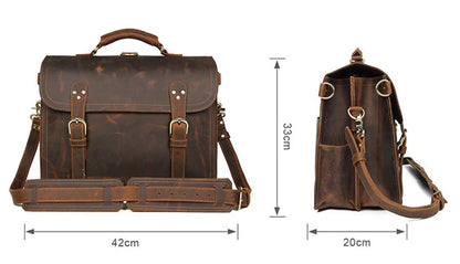 Men Thick Crazy Horse Leather Laptop Rucksack Large Capacity Genuine Leather