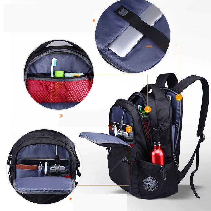 mochila Swiss Men's anti theft Backpack USB Notebook School Travel Bags waterproof Business 15.6 17 inch laptop backpack women