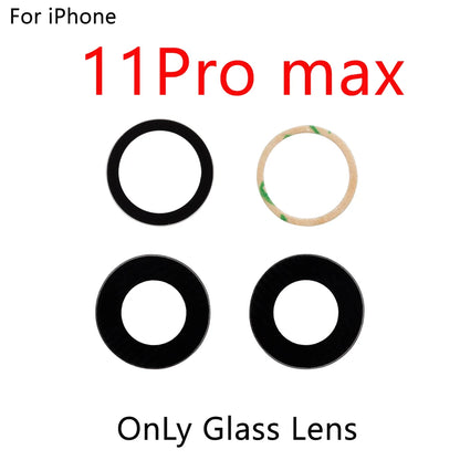 2set For iPhone 13 Pro Max 12 11 14 ProMax Mini XR XS XSMax  Back Rear camera Glass lens with sticker adhesive Replacement