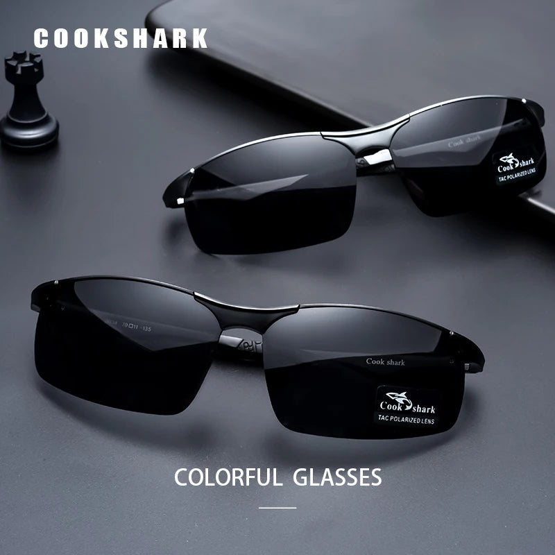 Cook Shark 2020 new aluminum magnesium sunglasses men's sunglasses HD polarized driving driver glasses tide