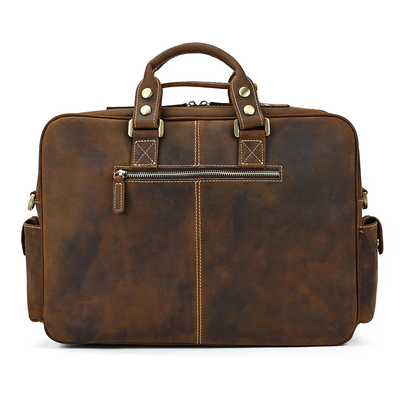 Fashion Natural Leather Men Briefcases With Shoulder Strap Mans Laptop Notebook Hand Bag 2019 New Business Briefcase Bag