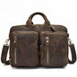 Men Thick Crazy Horse Leather Laptop Rucksack Large Capacity Genuine Leather