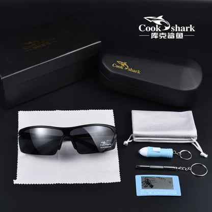 Cook shark 2021 new polarizing sunglasses men's driving glasses special trend color changing Sunglasses men's fishing glasses