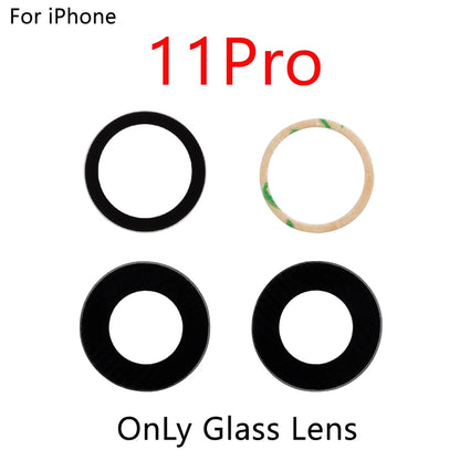 2set For iPhone 13 Pro Max 12 11 14 ProMax Mini XR XS XSMax  Back Rear camera Glass lens with sticker adhesive Replacement