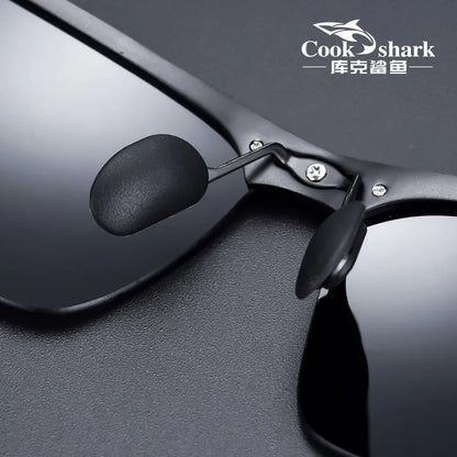 Cook Shark 2020 new aluminum magnesium sunglasses men's sunglasses HD polarized driving driver glasses tide