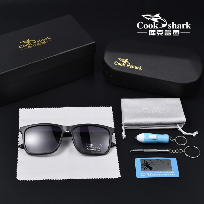 Cook Shark Men's Polarized Sunglasses Driving Special Color Change Day and Night Drivers Driving Sunglasses Men's Tide