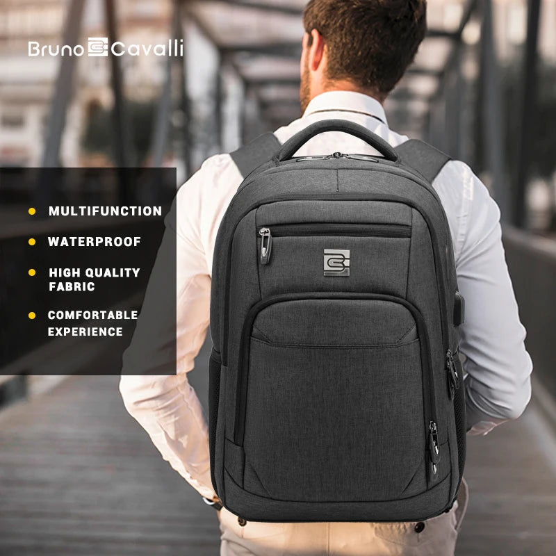 BrunoCavalli Men's Laptop Backpacks For 15.6 Inch Fashion Women Travel Bag Waterproof School Backpack Large Capacity Men Bagpack