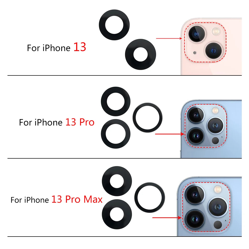 New Camera Glass Lens Back Rear Camera Glass Lens For iPhone 11 12 13 14 15 16 Pro Max Plus Mini With Sticker Adhesive