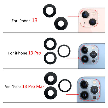 New Camera Glass Lens Back Rear Camera Glass Lens For iPhone 11 12 13 14 15 16 Pro Max Plus Mini With Sticker Adhesive