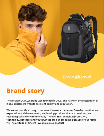 BrunoCavalli Men's Laptop Backpacks For 17 Inch Fashion Women Travel Bag Waterproof School Backpack Large Capacity Men Bagpack