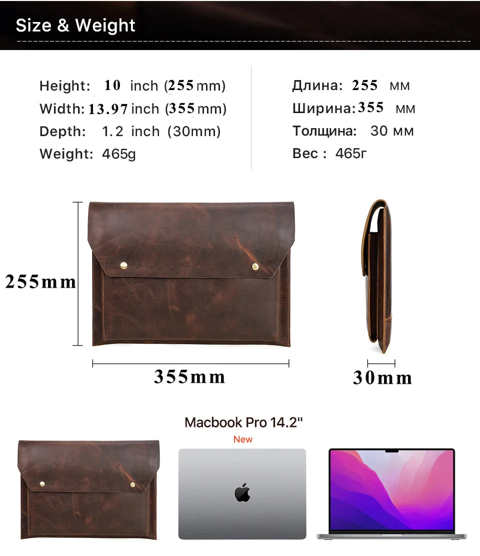 CONTACTS FAMILY Genuine Leather Laptop Case For Macbook Air m4 m3 m2 pro 13 15 Macbook pro 14 16 inch Case Notebook Sleeve Bag