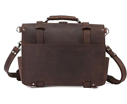 Vintage Crazy Horse Genuine Leather Men Briefcase Business Bag