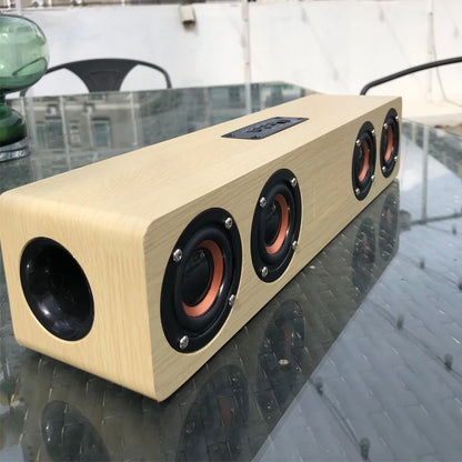 Wooden Bluetooth Speaker Portable Wireless Subwoofer Clock Soundbox Home Computer Echo Wall Soundbar HiFi Stereo TF AUX U Disk