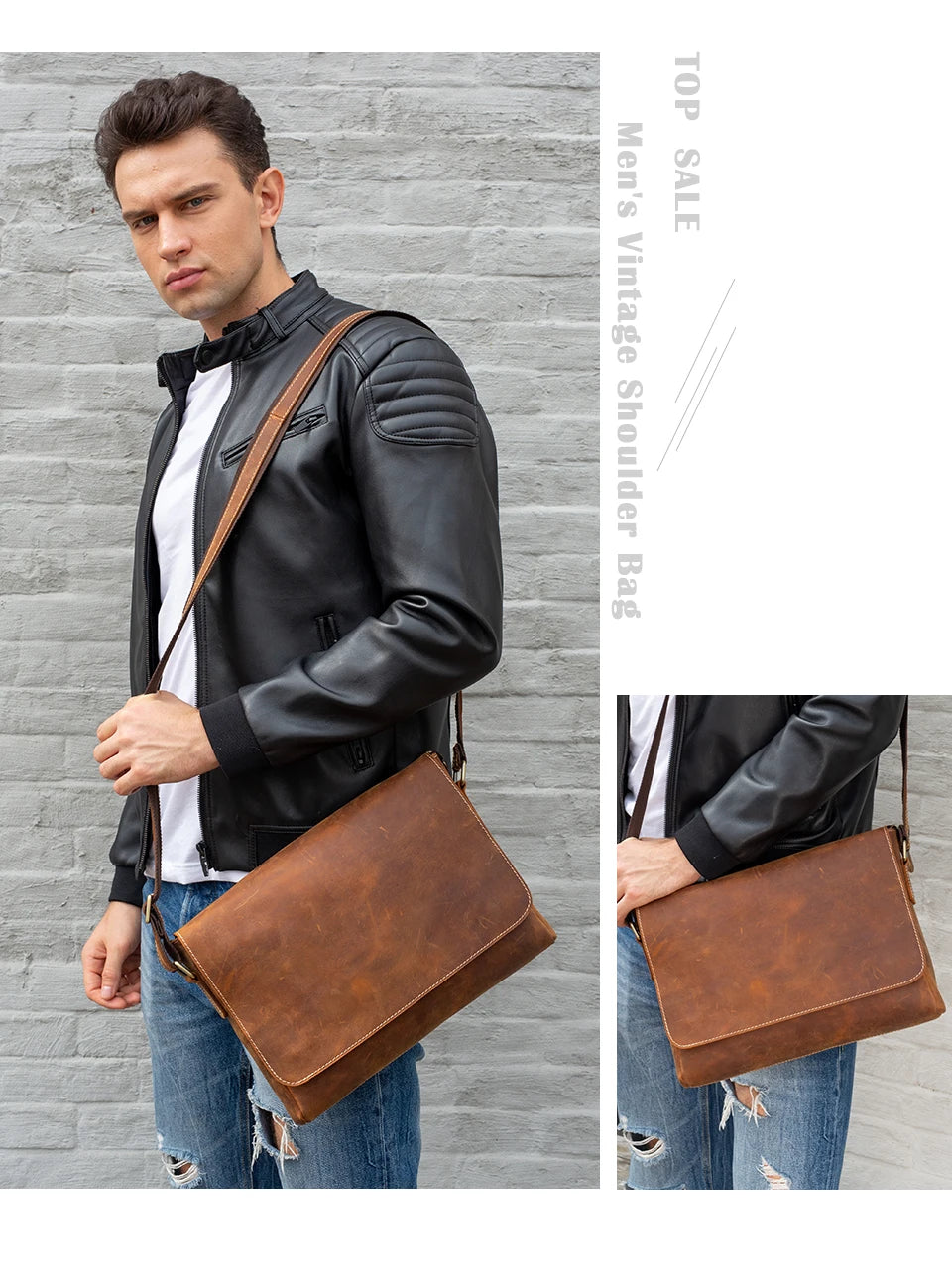 WESTAL 13inch Computer Bags Crazy Horse Leather Men's Briefcases Laptop Bag Office Bags for Men Cover Shoulder Messenger Bags