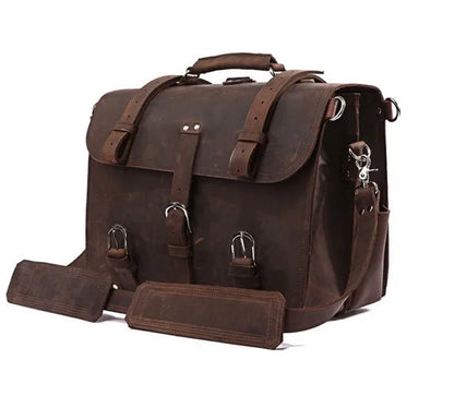 Vintage Crazy Horse Genuine Leather Men Briefcase Business Bag