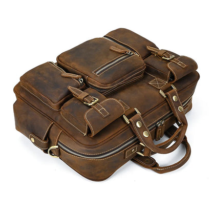 Fashion Natural Leather Men Briefcases With Shoulder Strap Mans Laptop Notebook Hand Bag 2019 New Business Briefcase Bag