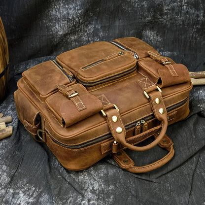 Fashion Natural Leather Men Briefcases With Shoulder Strap Mans Laptop Notebook Hand Bag 2019 New Business Briefcase Bag