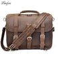 Men Thick Crazy Horse Leather Laptop Rucksack Large Capacity Genuine Leather