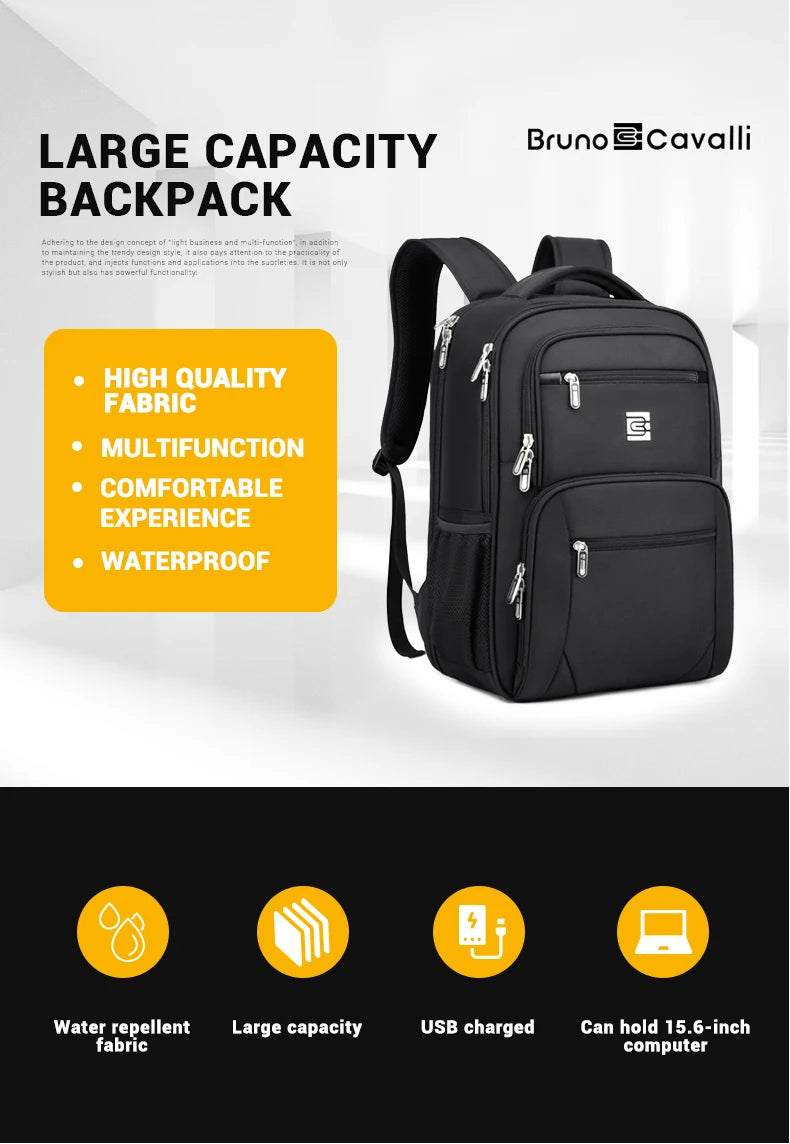 New Men's Backpack Large Capacity Business Travel Bag 15.6-inch Laptop Bag Waterproof Student Backpack Women's Stitch Backpack