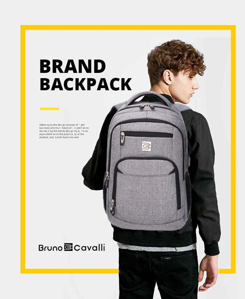 BrunoCavalli Men's Laptop Backpacks For 15.6 Inch Fashion Women Travel Bag Waterproof School Backpack Large Capacity Men Bagpack