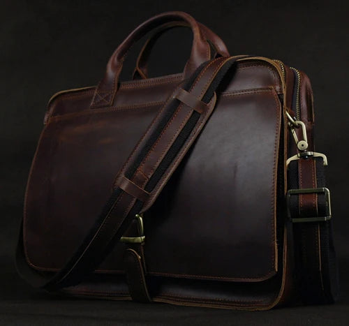 Luxury Genuine Leather Men Briefcase Business Bag Leather portfolio Laptop Bag Shoulder Messenger Bag male Document Office bag