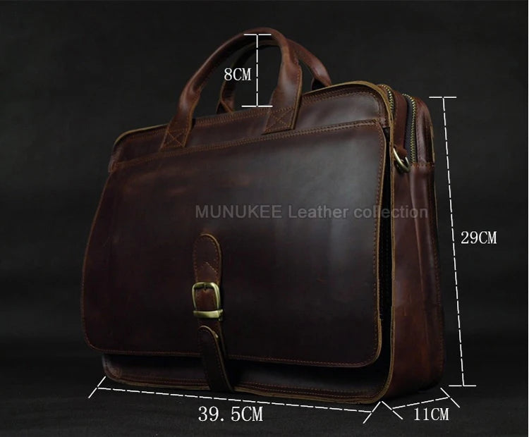 Luxury Genuine Leather Men Briefcase Business Bag Leather portfolio Laptop Bag Shoulder Messenger Bag male Document Office bag