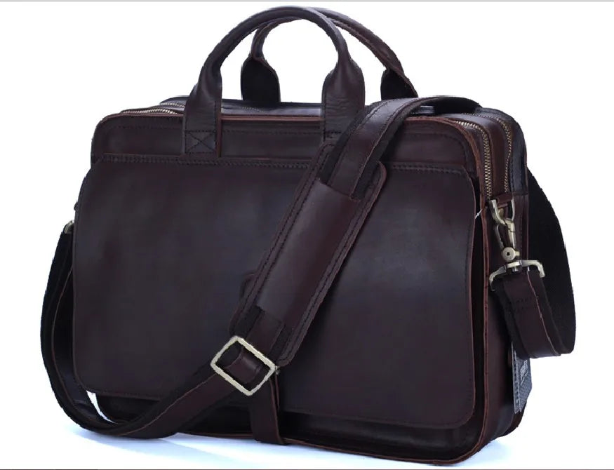 Luxury Genuine Leather Men Briefcase Business Bag Leather portfolio Laptop Bag Shoulder Messenger Bag male Document Office bag