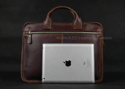 Luxury Genuine Leather Men Briefcase Business Bag Leather portfolio Laptop Bag Shoulder Messenger Bag male Document Office bag