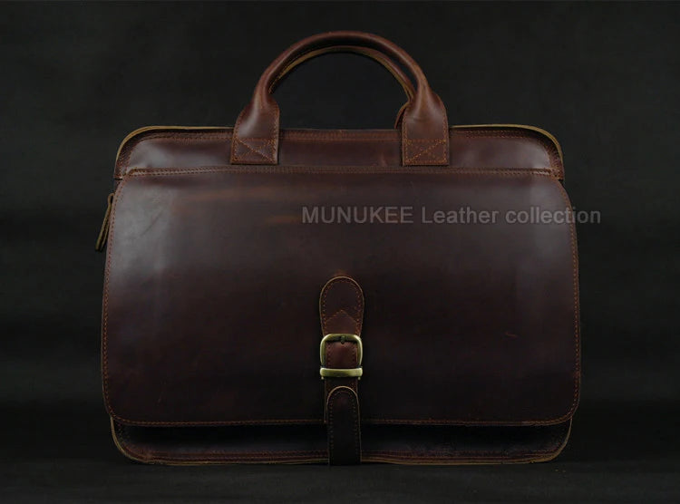 Luxury Genuine Leather Men Briefcase Business Bag Leather portfolio Laptop Bag Shoulder Messenger Bag male Document Office bag