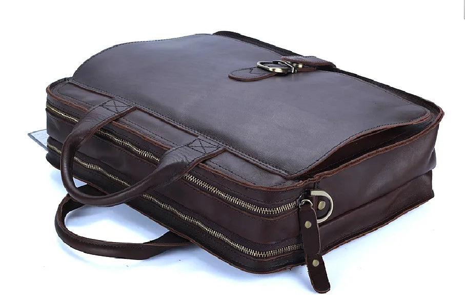 Luxury Genuine Leather Men Briefcase Business Bag Leather portfolio Laptop Bag Shoulder Messenger Bag male Document Office bag