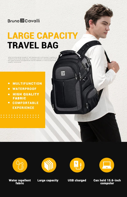 BrunoCavalli Men's Laptop Backpacks For 17 Inch Fashion Women Travel Bag Waterproof School Backpack Large Capacity Men Bagpack