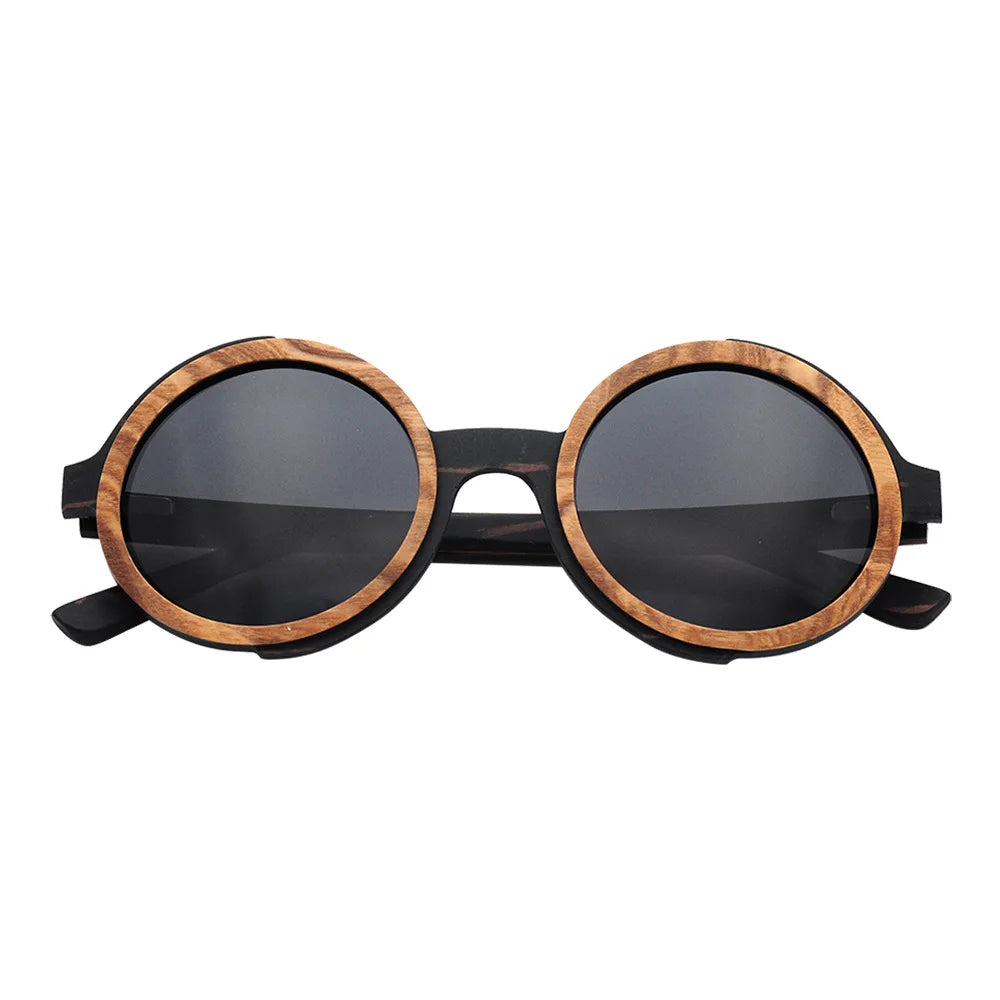 Vintage Polarized Round Wood Sunglasses Stylish Craft Handmade Wooden Sun Glasses Unique Design With Case