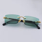 Vintage Rimless Sunglasses Men Natural Crystal Stone Sun Glasses Women Retro Green Lens Sunglass Goggles UV400 Oculos De Sol