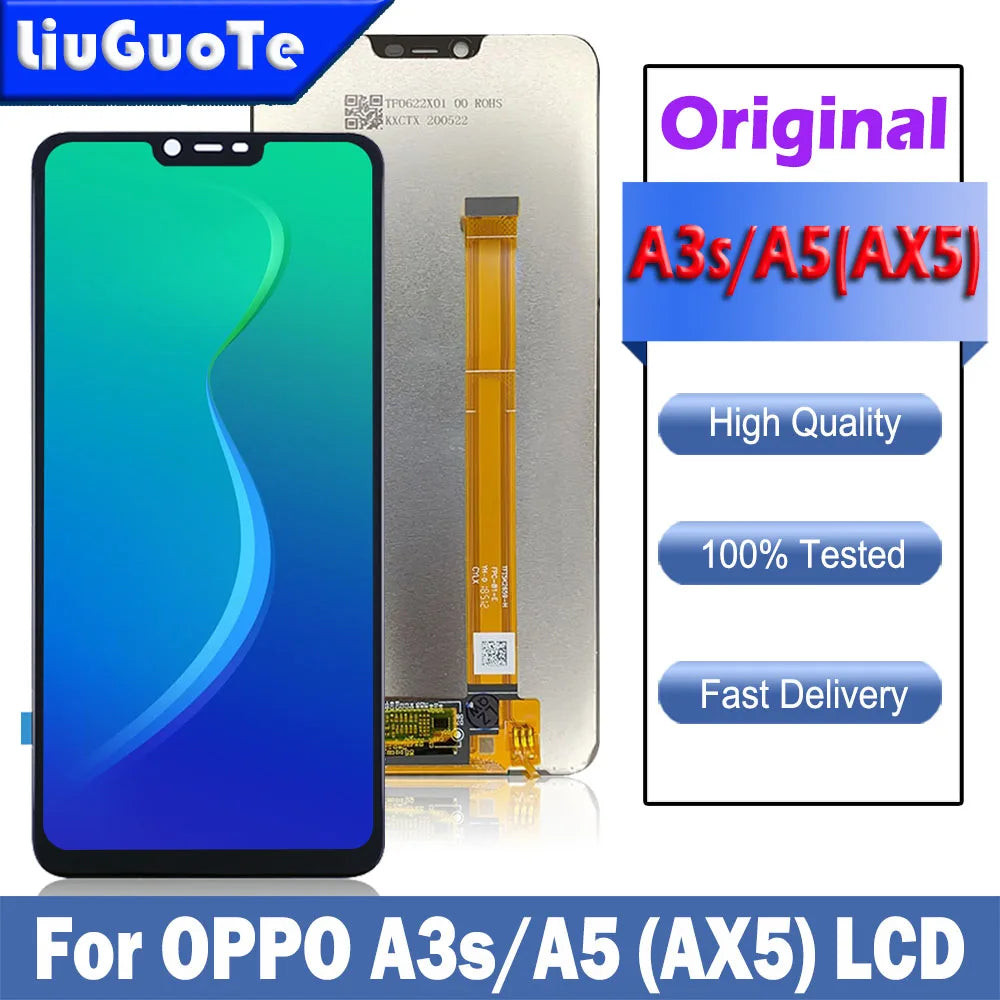 100% Tested Original 6.2" Display For OPPO A3s A5 AX5 LCD Touch Screen Assembly Replacement CPH1809 CPH1851 PBAM00 PBAT00 PBBM30