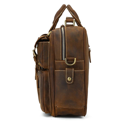 Fashion Natural Leather Men Briefcases With Shoulder Strap Mans Laptop Notebook Hand Bag 2019 New Business Briefcase Bag