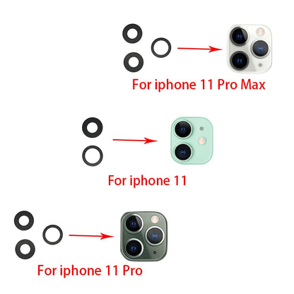 New Camera Glass Lens Back Rear Camera Glass Lens For iPhone 11 12 13 14 15 16 Pro Max Plus Mini With Sticker Adhesive