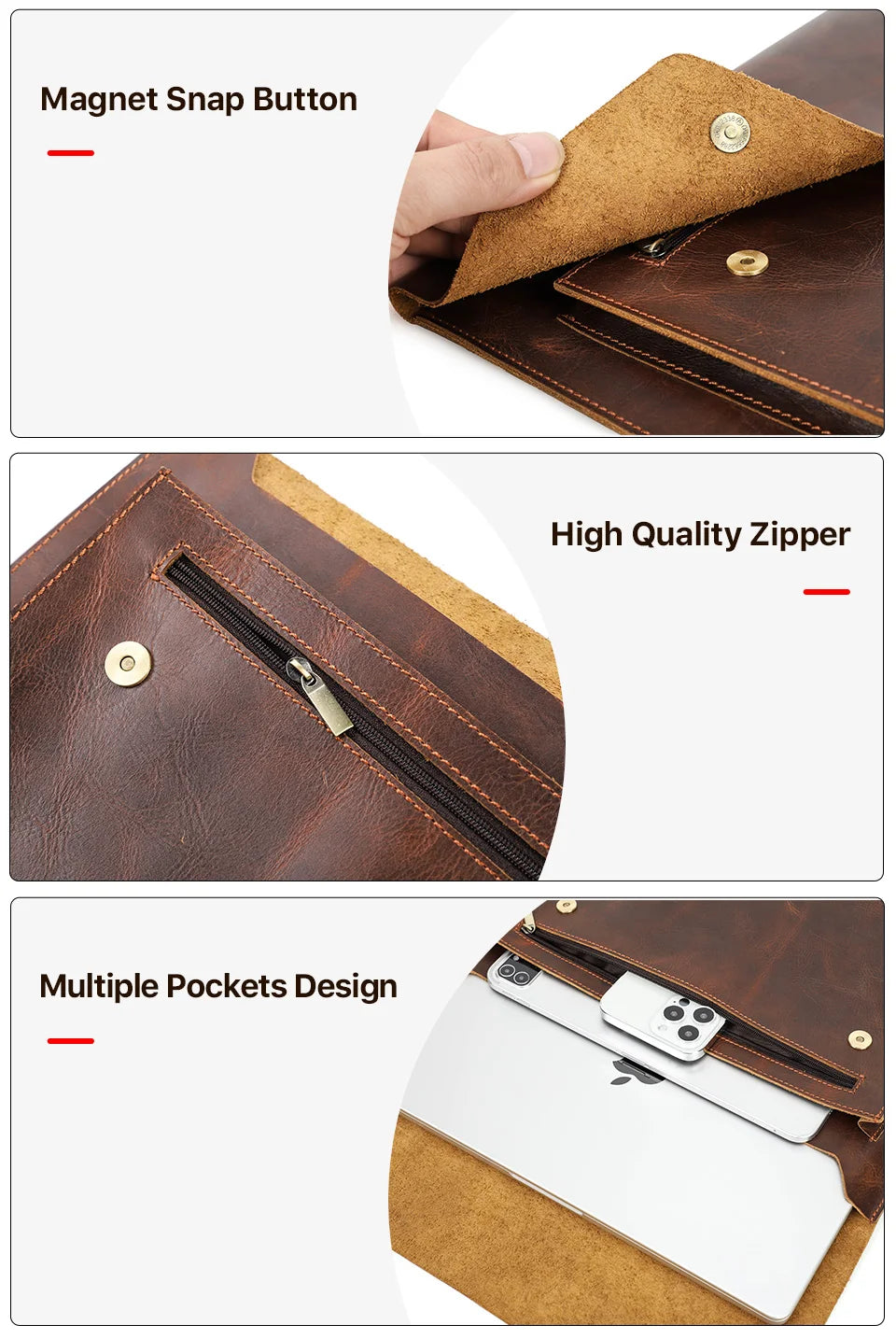 CONTACTS FAMILY Genuine Leather Laptop Case For Macbook Air m4 m3 m2 pro 13 15 Macbook pro 14 16 inch Case Notebook Sleeve Bag