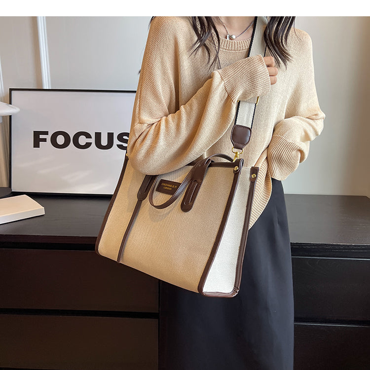 Contrast Canvas Large Capacity Tote Bags For Women Luxury Designer 2023 New High-quality Shoulder Messenger Bag