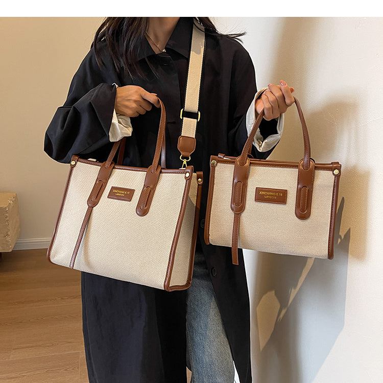 Contrast Canvas Large Capacity Tote Bags For Women Luxury Designer 2023 New High-quality Shoulder Messenger Bag