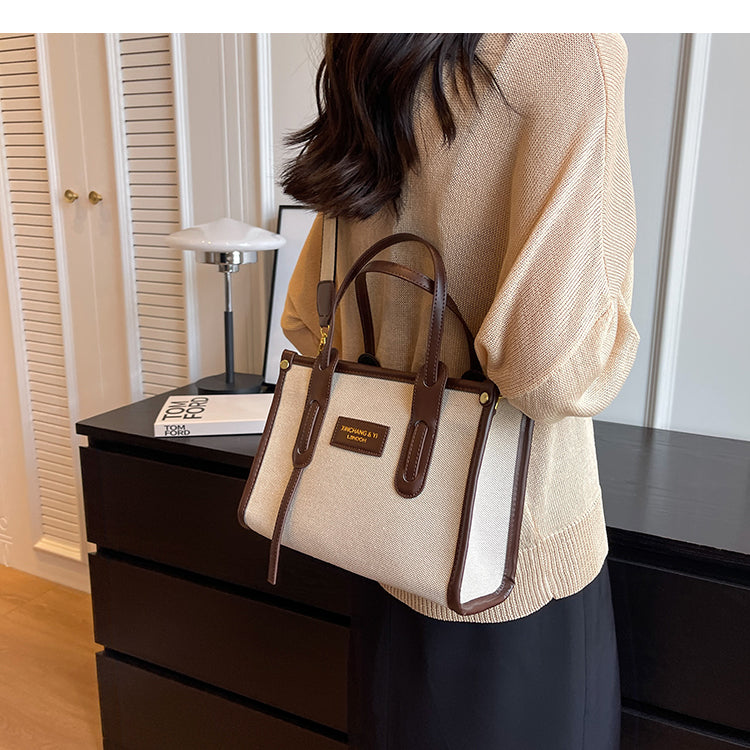 Contrast Canvas Large Capacity Tote Bags For Women Luxury Designer 2023 New High-quality Shoulder Messenger Bag