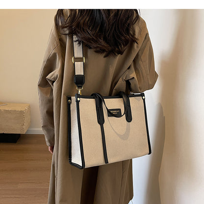 Contrast Canvas Large Capacity Tote Bags For Women Luxury Designer 2023 New High-quality Shoulder Messenger Bag