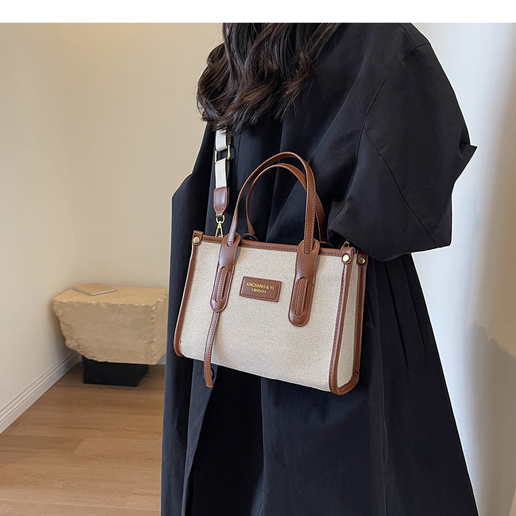 Contrast Canvas Large Capacity Tote Bags For Women Luxury Designer 2023 New High-quality Shoulder Messenger Bag