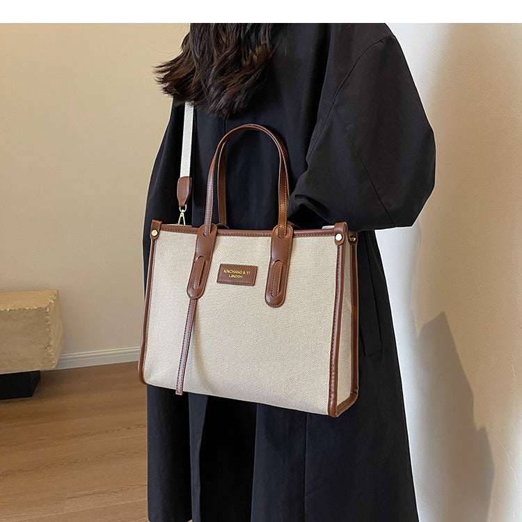 Contrast Canvas Large Capacity Tote Bags For Women Luxury Designer 2023 New High-quality Shoulder Messenger Bag