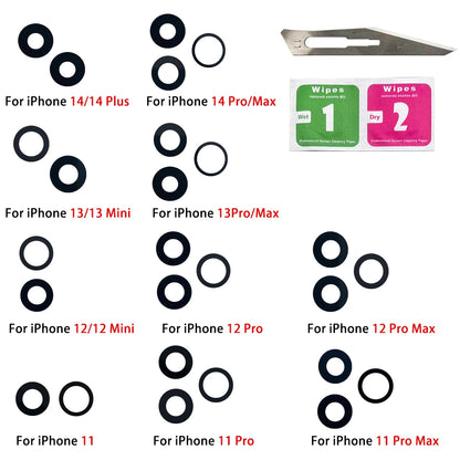 New Rear Back Camera Glass Lens For IPhone 14 Plus 13 12 Mini 11 Pro Max Rear Back Camera glass Lens Repair Parts With Tool