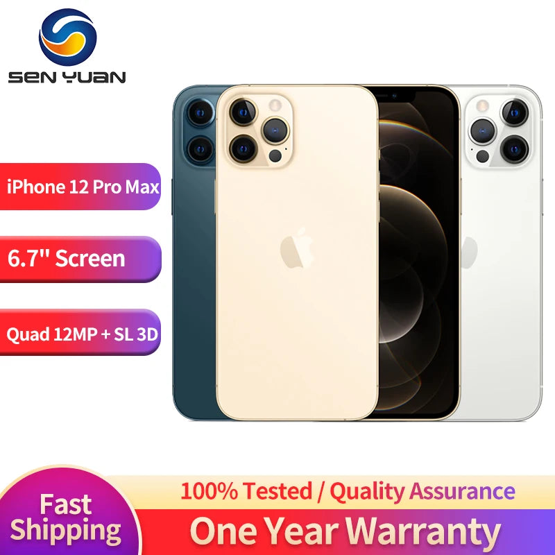 Original unlocked iPhone 12 Pro Max 6.7" 6G RAM 128GB/256GB/512GB ROM 5G Smartphone Face ID IOS A14 Bionic Chip