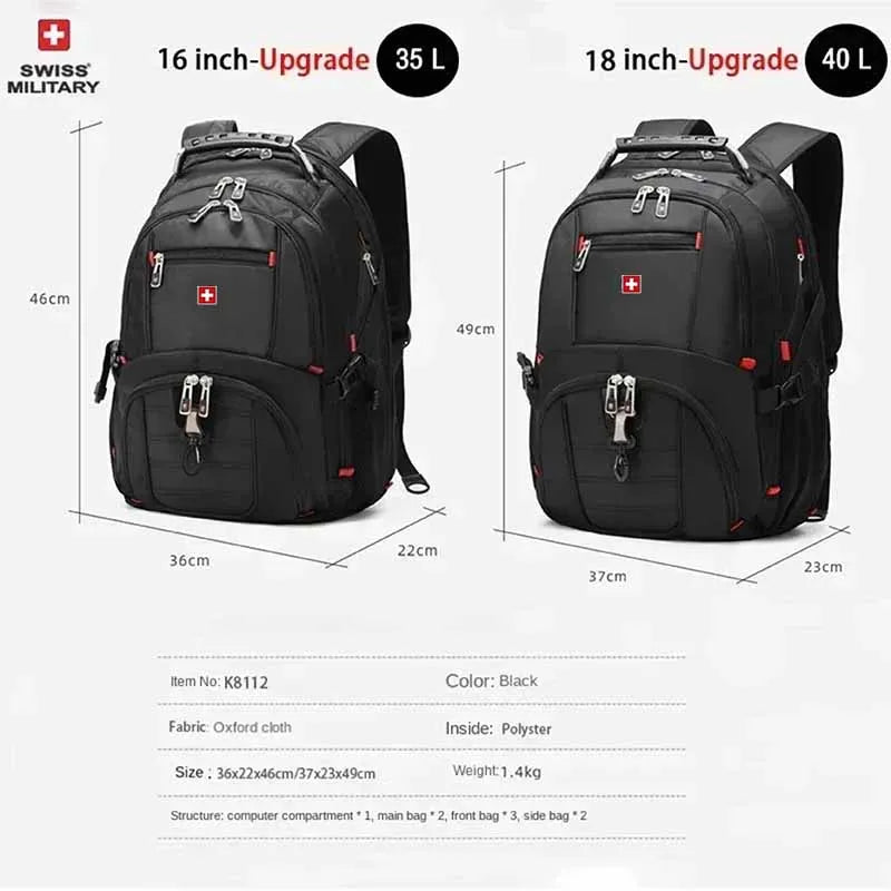 Waterproof Men's Backpack 15.6/17 Inch Laptop Backpacks School Travel Bags Swiss-style Large Capacity Business Bagpack Mochila